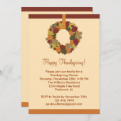 Herfst Wreate Thanksgiving Dinner Invitation Kaart (Voorkant / Achterkant)