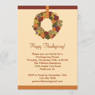 Herfst Wreate Thanksgiving Dinner Invitation Kaart