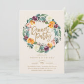 Herfst Wreater Dinner Party Invitation Kaart (Staand voorkant)