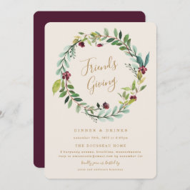 Herfst Wreater Friends Giving Dinner Party Uitnodi Kaart