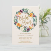 Herfst Wreath Bridal Shower Kaart (Staand voorkant)