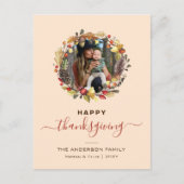 Herfst Wreath Modern Thanksgiving Foto Feestdagenkaart (Voorkant)