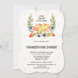 Herfst Wreath Pumpkins Thanksgiving Dinner Kaart