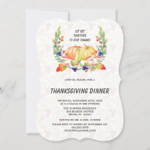 Herfst Wreath Pumpkins Thanksgiving Dinner Kaart