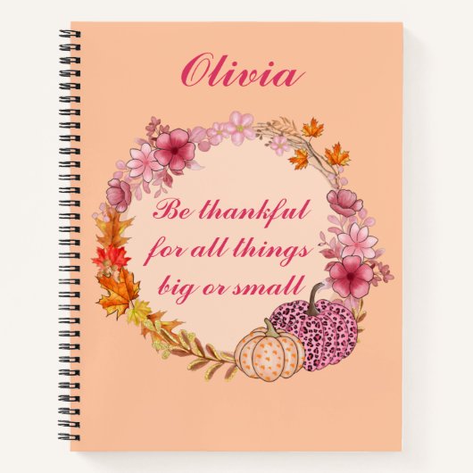 Herfst Wreath Quote Gratitude Journal Notitieboek (Voorkant)