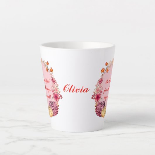 Herfst Wreath Quote Latte Mok (Voorkant)