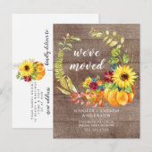 Herfst Wreath Sunflower Pumpkin Moving Announge Aankondigingskaart (Voorkant / Achterkant)