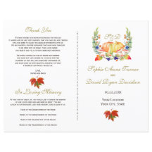 Herfst Wreath Thanksgiving Wedding Program
