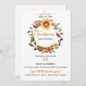 Herfst Wreator Sunflower Thanksgiving Gathering Kaart (Voorkant / Achterkant)