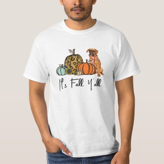 Herfst Y alle Pompoen Boxer Dog T-shirt (Voorkant)