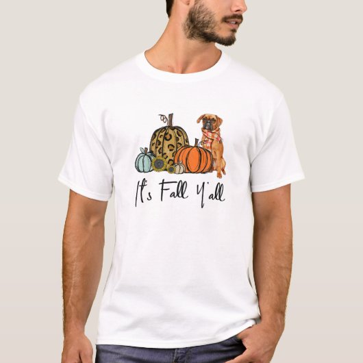 Herfst Y alle Pompoen Boxer Hond T-shirt (Voorkant)