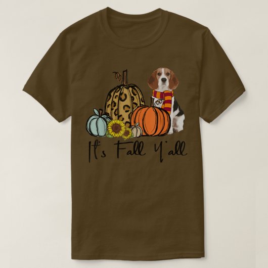 Herfst Yall Beagle Dog Leopard Pumpkin Sunflower T-shirt (Design voorkant)