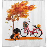Herfst Yall Dachshund Bike Pumpkin Spice Herfst Au Douchegordijn (Voorkant)