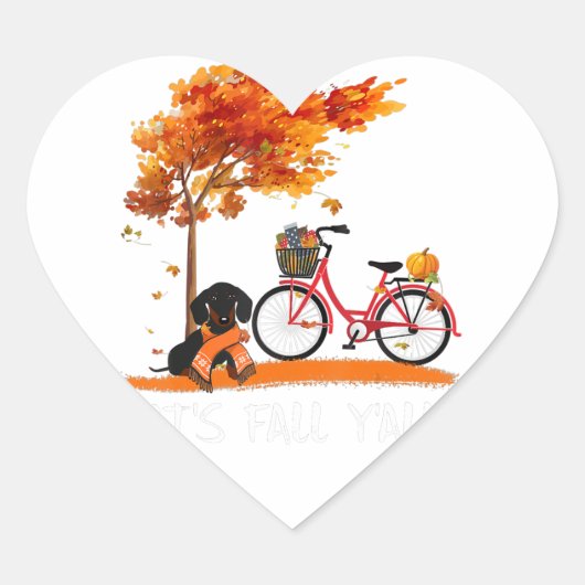 Herfst Yall Dachshund Bike Pumpkin Spice Herfst Au Hart Sticker (Voorkant)