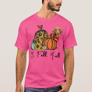 Herfst Yall Dachshund Leopard Pumpkin Sunflower T-shirt