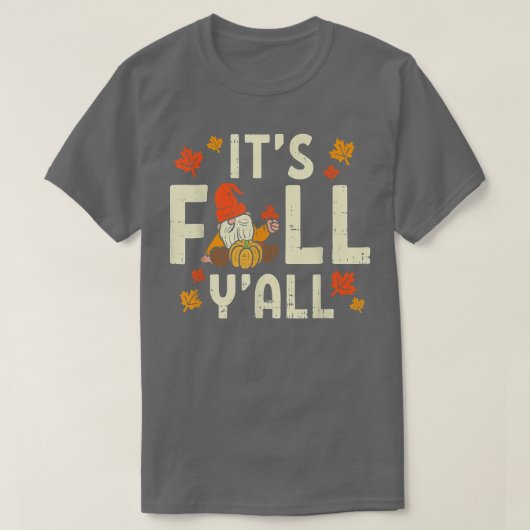 Herfst Yall Gnome Pumpkin Halloween Thanksgiving T-shirt (Design voorkant)
