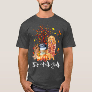 Herfst Yall Golden Retriever Dog Pumpkin Herfst Au T-shirt