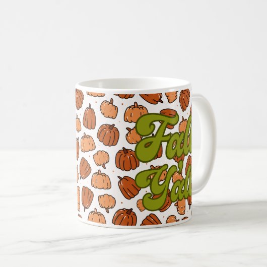 herfst Yall Groovy sinaasappel en groene pompoen Koffiemok (Voorkant rechts)