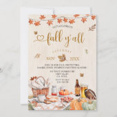 Herfst Y'all Party Herfst Oogstfeest Pompoen Kaart (Voorkant)