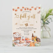 Herfst Y'all Party Herfst Oogstfeest Pompoen Kaart (Staand voorkant)