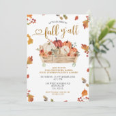 Herfst Y'all Party Herfst Sinaasappel Pompoenfesti Kaart (Staand voorkant)