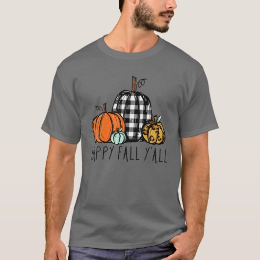 Herfst Y'all Pumpkin Leopard Pset Halloween Fa T-shirt (Voorkant)