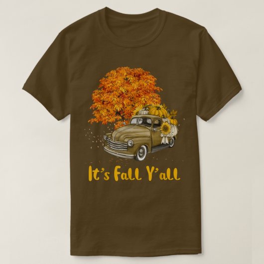 Herfst Yall Pumpkin Truck Autumn Tree Hallo Herfst T-shirt (Design voorkant)
