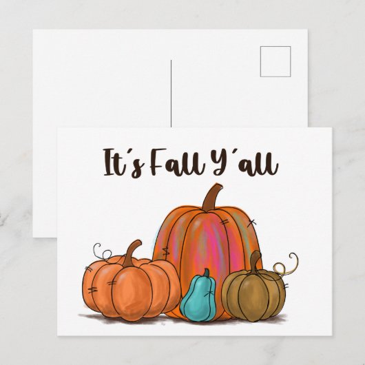 Herfst Y'all Pumpkins Briefkaart (Voorkant / Achterkant)
