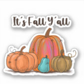 Herfst Y'all Pumpkins Sticker (Voorkant)