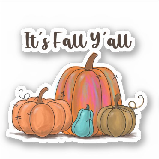 Herfst Y'all Pumpkins Sticker (Voorkant)