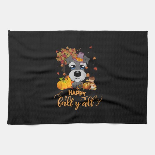 herfst yall schnauzer Thanksgiving Theedoek (Horizontaal)