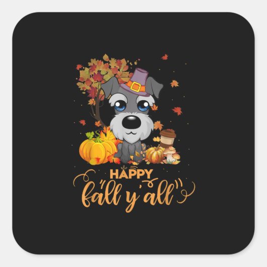 herfst yall schnauzer Thanksgiving Vierkante Sticker (Voorkant)
