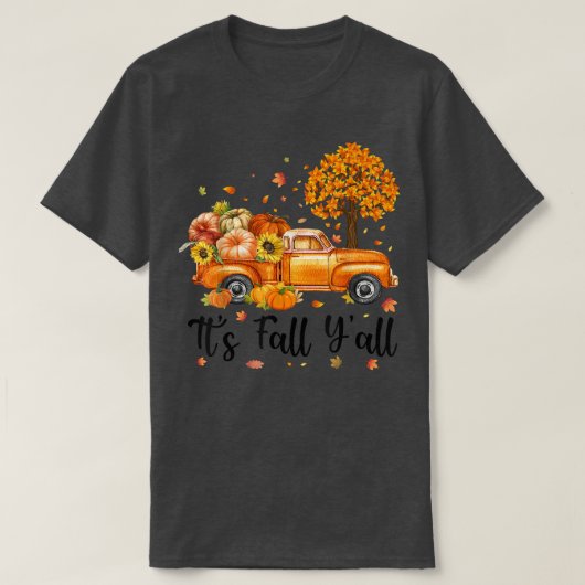 Herfst Y'all Truck Pumpkin Autumn Tree Funny Fa T-shirt (Design voorkant)