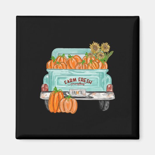 Herfst Y'all Truck Pumpkin Sunflower Autumn Herfst Magneet (Voorkant)
