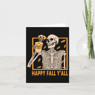Herfst Y'all Vrouwen Halloween Skelet Pompoen Krui Kaart