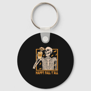 Herfst Y'all Vrouwen Halloween Skelet Pompoen Krui Sleutelhanger