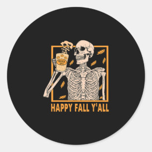 Herfst Yall Vrouwen Halloween Skelet Pompoen Spice Ronde Sticker