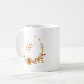  Herfst Yellow Sunflower Bouquet Monogram Koffiemok (Voorkant links)