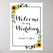 Herfst Yellow Sunflower Rustic Barn Wedding Poster (Voorkant)