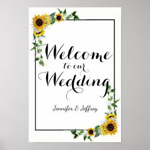 Herfst Yellow Sunflower Rustic Barn Wedding Poster