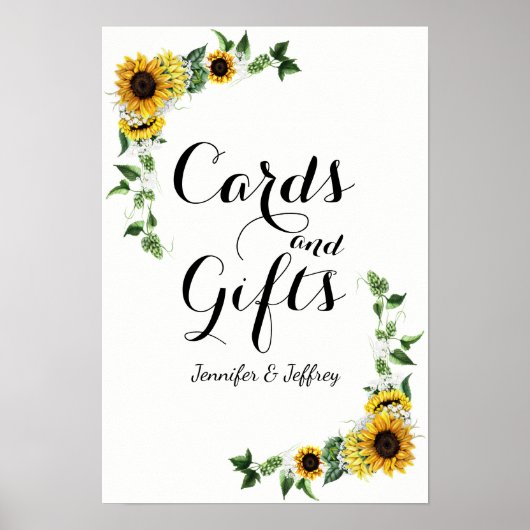 Herfst Yellow Sunflower Rustic Barn Wedding Poster (Voorkant)