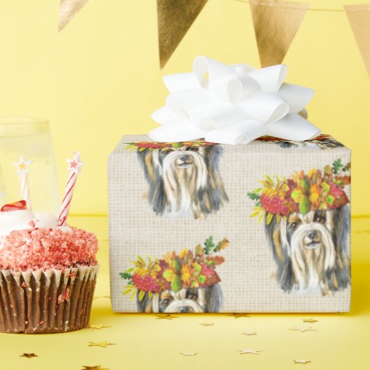 Herfst Yorkshire Terrier Cadeaupapier (Verjaardagsfeest)