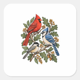 Herfst Zangvogeltrio voor een Natuurdagboek Vierkante Sticker