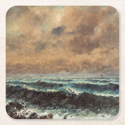 Herfst Zee - Gustave Courbet Kartonnen Onderzetters (Voorkant)