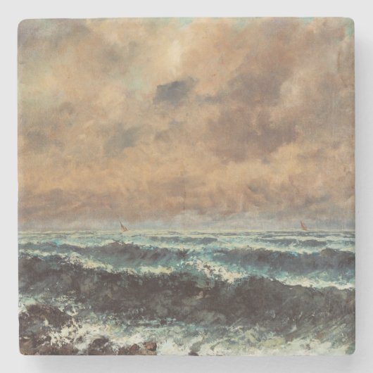 Herfst Zee - Gustave Courbet Stenen Onderzetter (Voorkant)