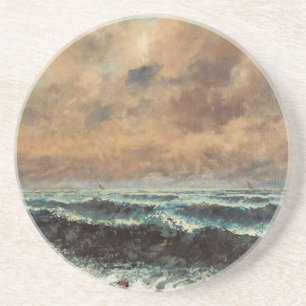 Herfst Zee - Gustave Courbet Zandsteen Onderzetter