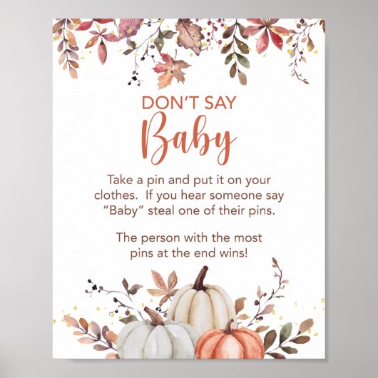 Herfst Zeg niet dat Baby shower spelbrekers zijn Poster (Voorkant)