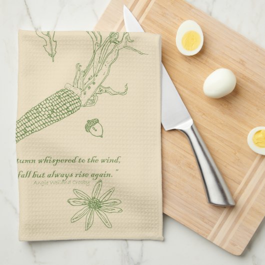 Herfst Zegeningen Keukenhanddoek in Groen (Quarter Fold)