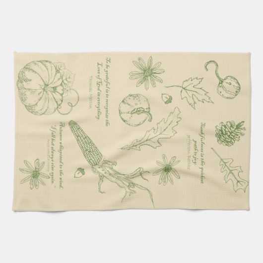 Herfst Zegeningen Keukenhanddoek in Groen (Horizontaal)