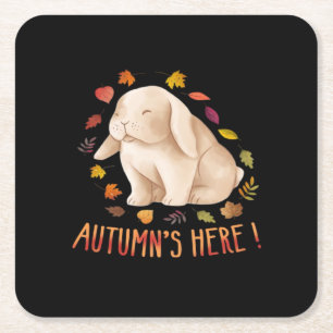 Herfst zegt schattig konijn herfst Het is herfst a Kartonnen Onderzetters